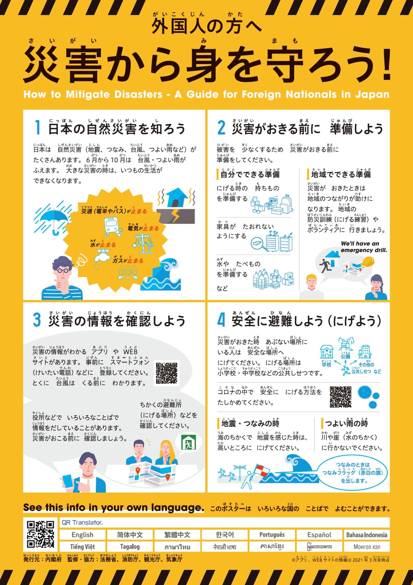 外国人の方へ災害から身を守ろう!のチラシ