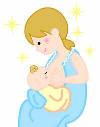 赤ちゃんに授乳をする女性のイラスト
