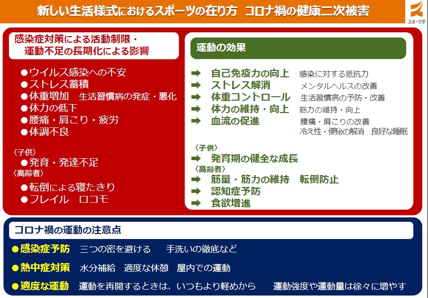 新しい生活様式におけるスポーツの在り方 コロナ禍の健康二次被害